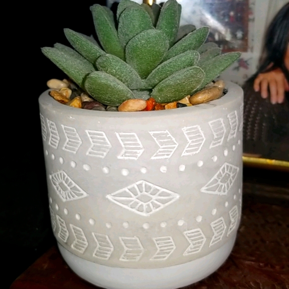 🆕️Cement Pot Faux Succulent - Picture 1 of 4